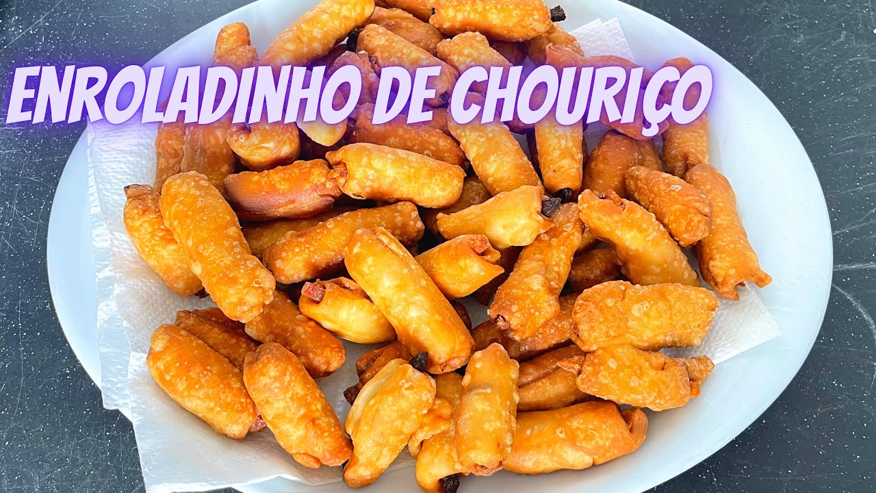 Enroladinhos de chouriço  delicioso e fácil de fazer - salgadinho de chouriço | #enroladinho