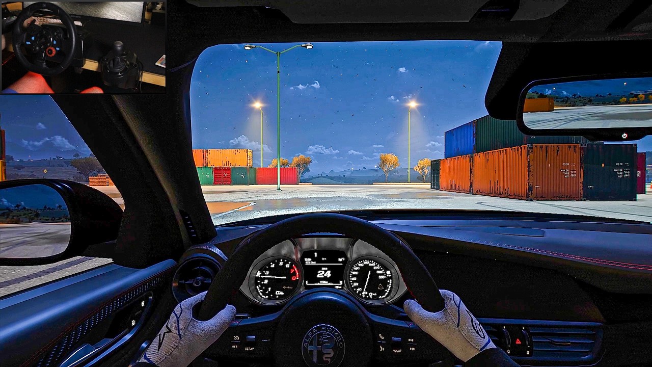POV Midnight drive Alfa Romeo Giulia Quadrifoglio | Forza Horizon 5 | G29 Steering wheel