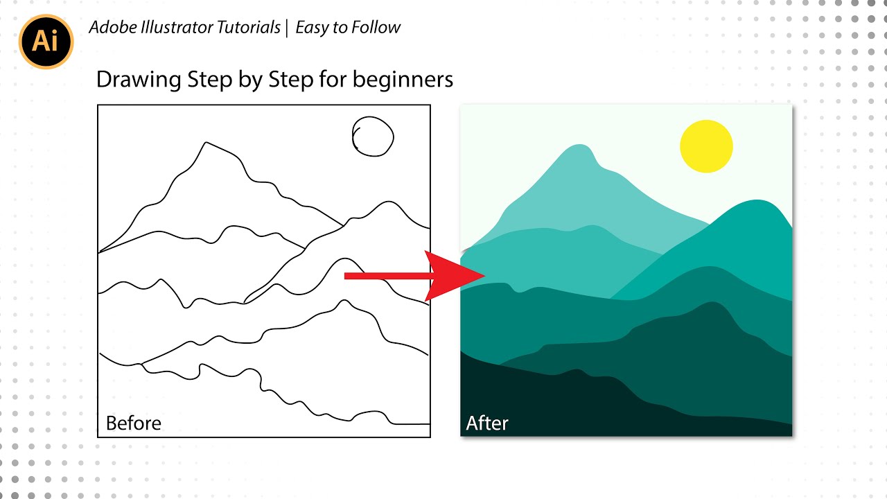 Drawing Mountain Flat Illustration | Adobe Illustrator Tutorials