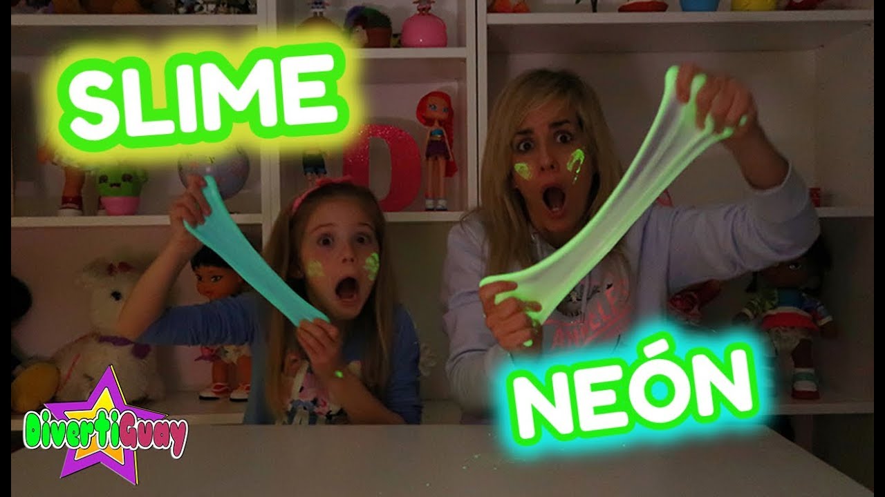 SLIME FLUOR &iexcl;Brilla en la OSCURIDAD! Con Luz NE&Oacute;N | Daniela DivertiGuay
