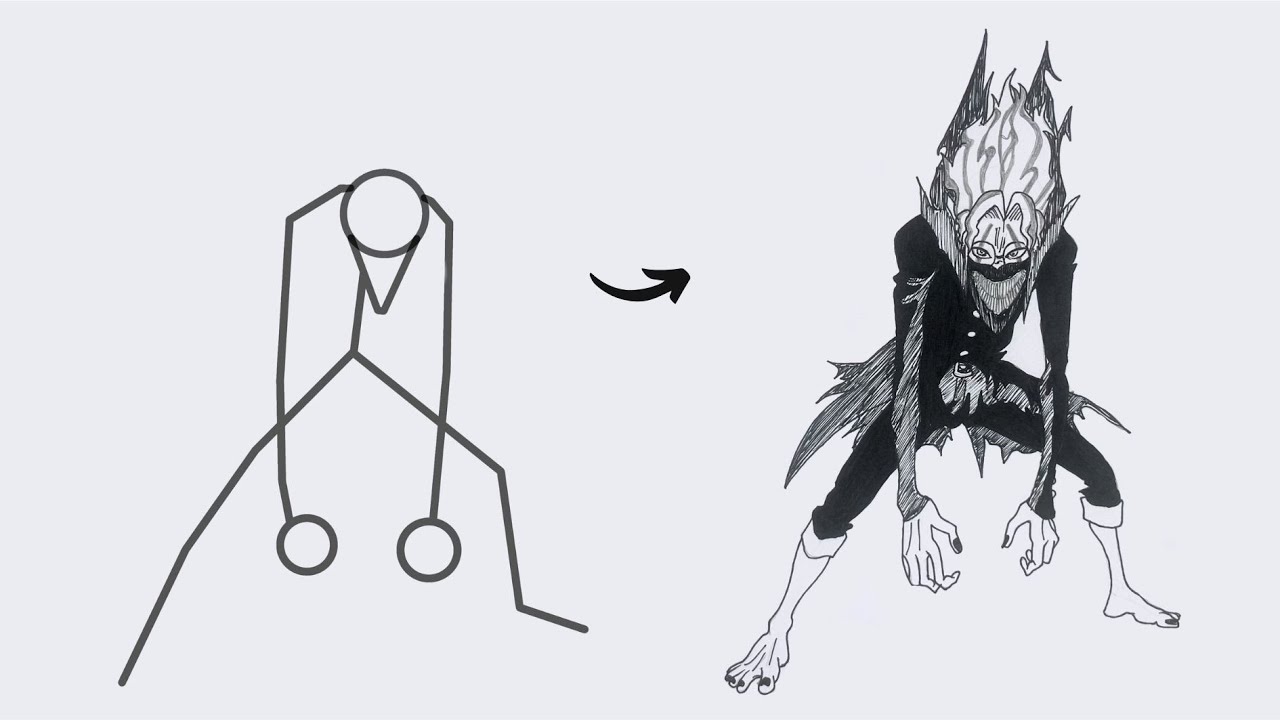 How to draw Okarun Turbo Granny full body out of a stickman | Dandadan