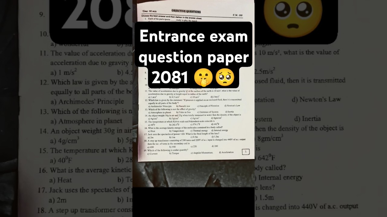 Entrance exam question paper for class 112081 Entrance exam question paper for science 2081 #shorts