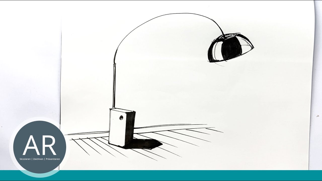 Innenarchitektur Skizzen. Ein Klassiker von Flos. Beispiel Innenarchitektur Mappenkurs Rosenheim