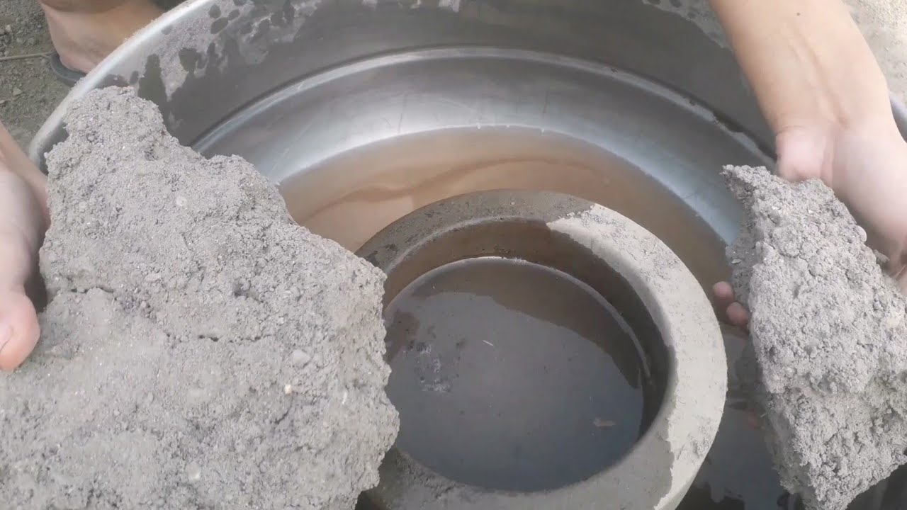 New pastel morter crumbling of chunks sand cement +bowls crumbling in lots of water 💦😴🤤