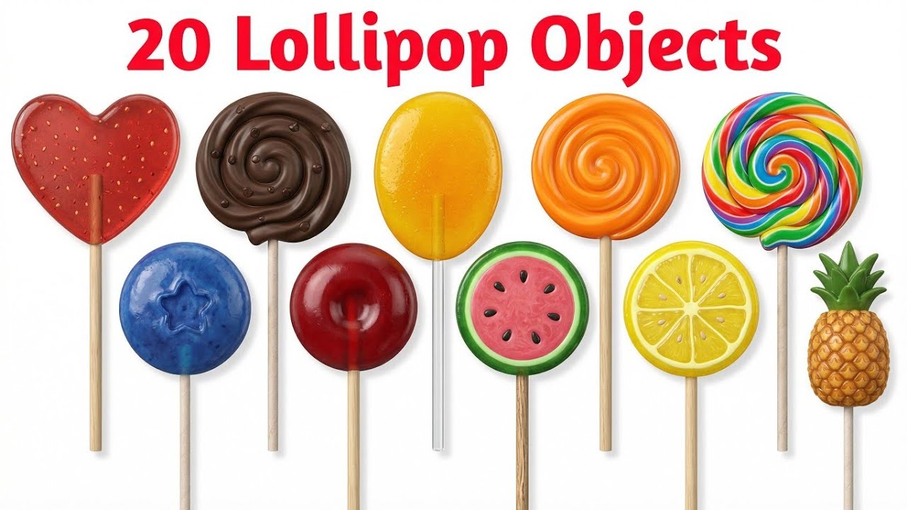 20 लॉलीपॉप के नाम | Learn 20 Lollipop Names in English and Hindi | Kids Learning Video