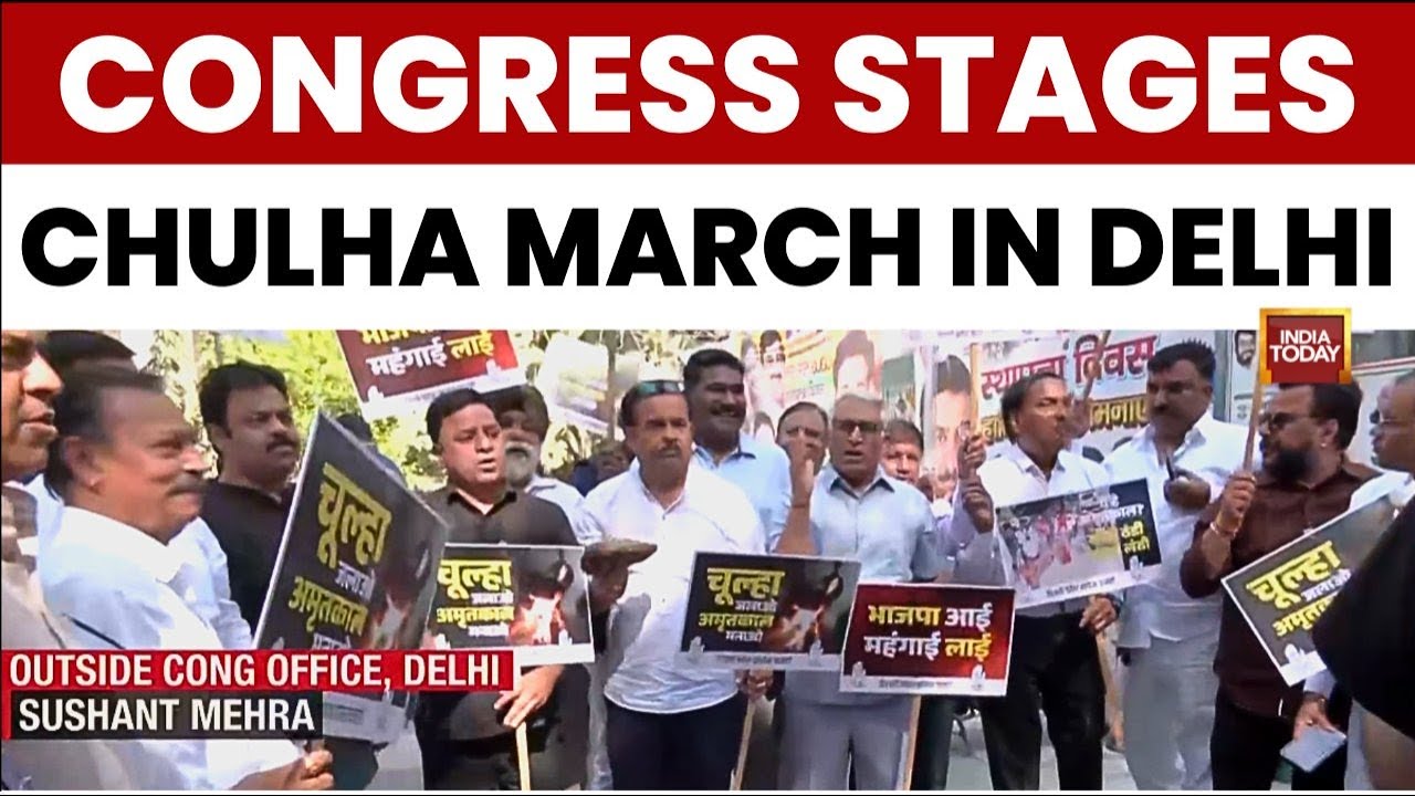 Gas Cylinder Shortage: Congress Stages LPG Protest In Delhi, Mud Stoves Carried To BJP HQ