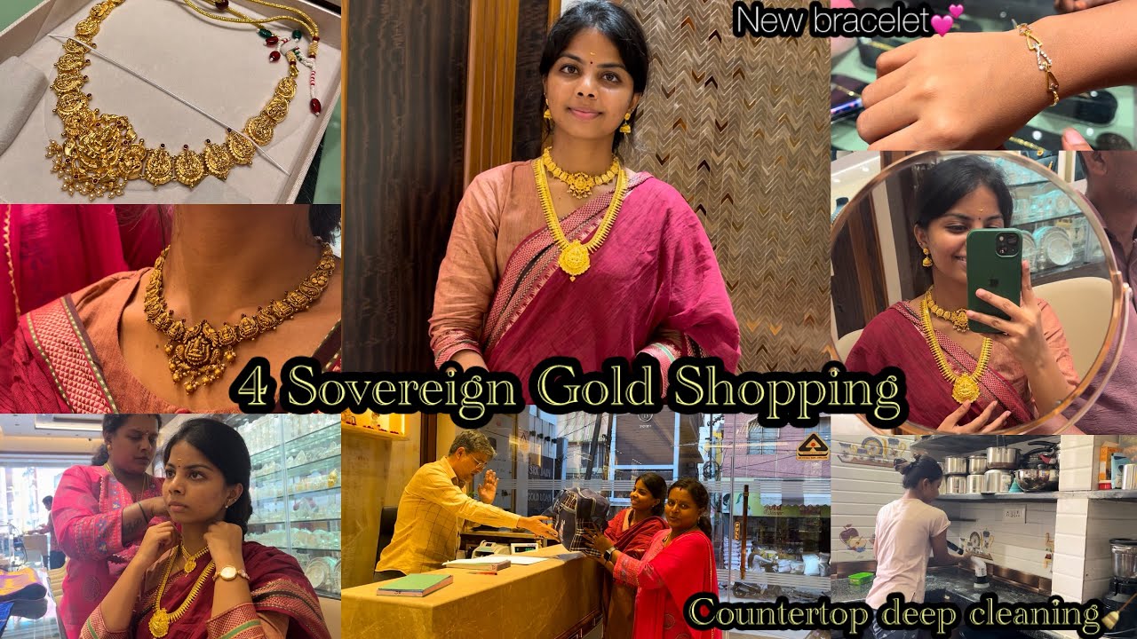 Vlog#42 💕Pudhu necklace,Bracelet & chain vaangiten🤩||Gold shopping from savings #diml #goldshopping
