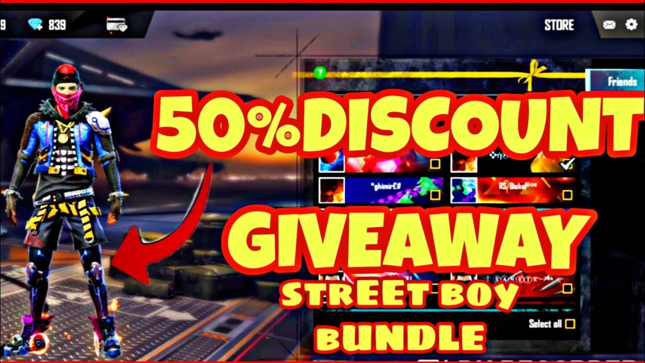 50%DISCOUNT GIVEAWAY OF STREET BOY BUNDLE GARENA FREE FIRE