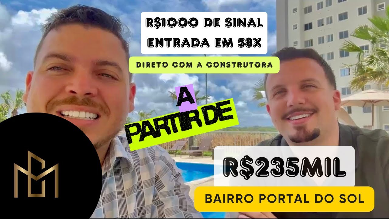 A partir de R$235mil, sinal de R$1000, entrada  em 58x  com a construtora  no PORTAL DO SOL PB