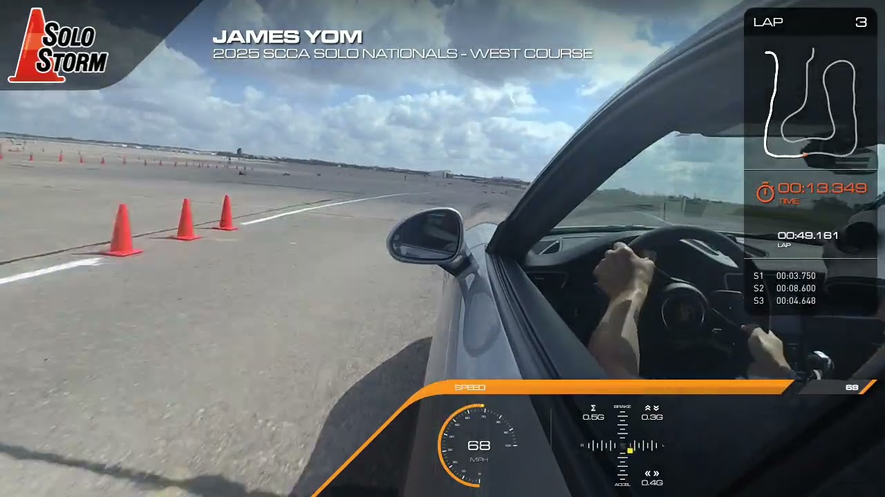 Winning run from 2025 SCCA Solo Nationals, Super Street, West course, 2018 Porsche GT3 (991.2)