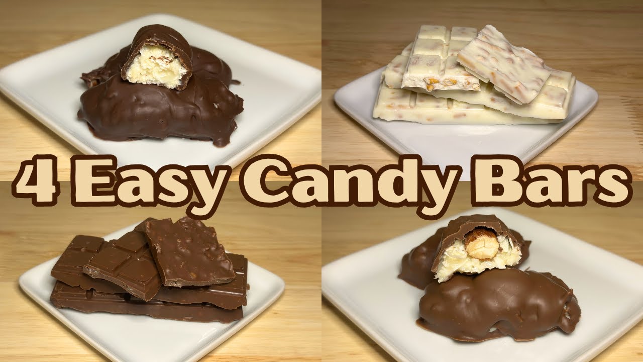 4 Easy and Delicious Homemade Candy Bars: Crunch Bar, White Chocolate, Almond Joy & Mounds