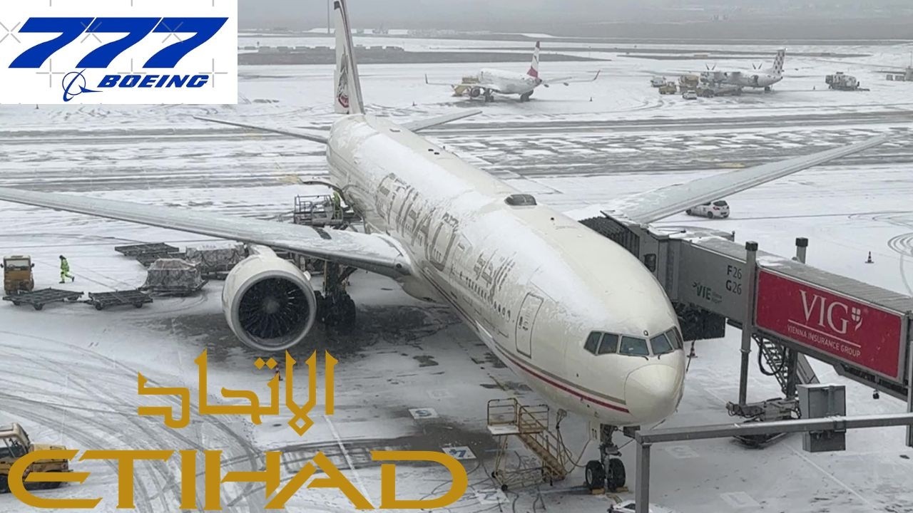 Flight from snowy 🇦🇹 Vienna to Abu Dhabi 🇦🇪 Etihad Airways Boeing 777-300ER [FULL FLIGHT REPORT]