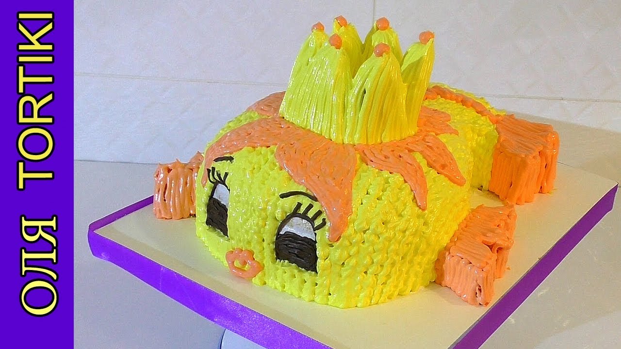 Торт Золотая рыбка мастер-класс Кремовый торт Сборка и украшение торта Cake Goldfish /// Olya Tortik