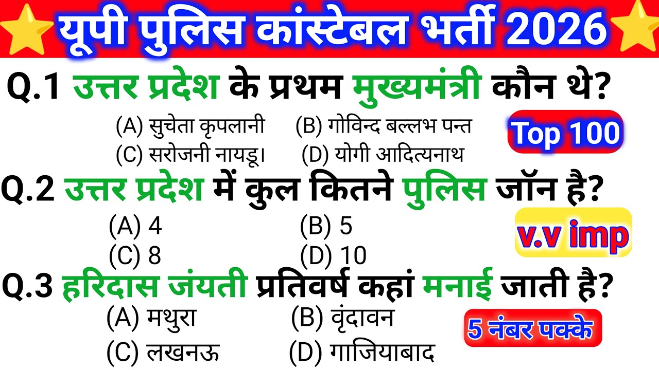 उत्तर प्रदेश पुलिस 2026 (Up Police Exam 2026) UP Police Gk | खाकी वर्दी सीरीज #uppoliceexam2026