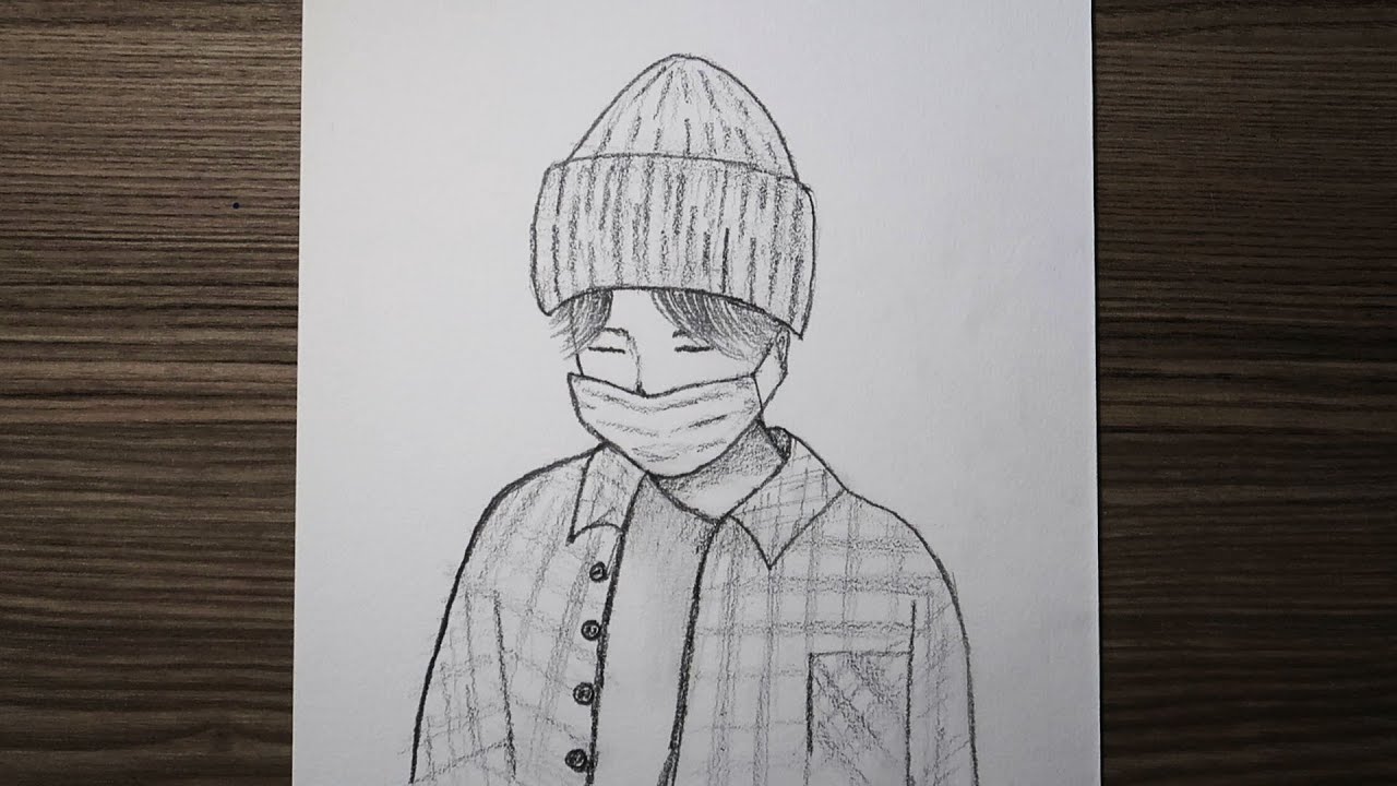 Maskeli Erkek Çizimi / drawing of a masked man