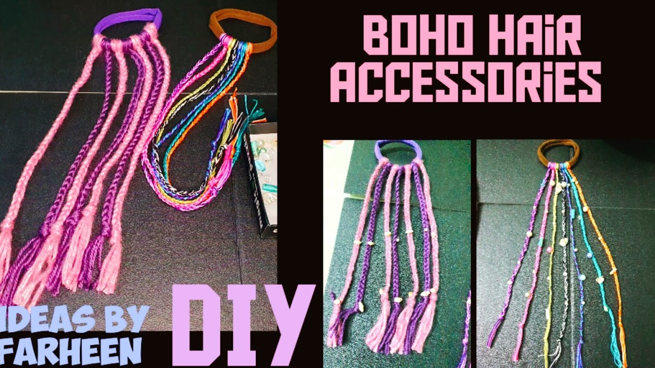 How To Make Boho Hair Strings/ Colorful Hair Braids / Boho Hair Wrap/Handmade Hair Accessories
