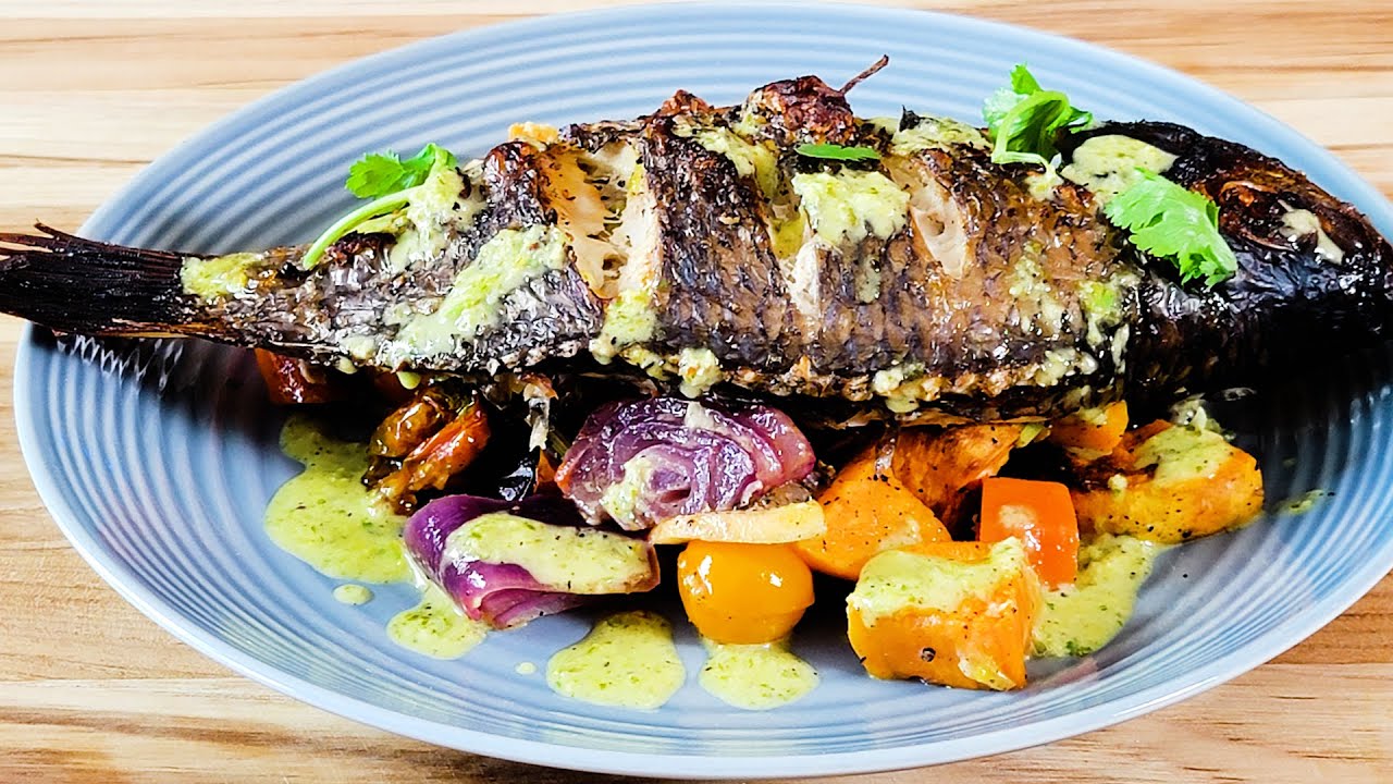 CRISPIEST WHOLE FISH, Baked in Oven | BAKED WHOLE TILAPIA w/ Sweet potatoes HASH