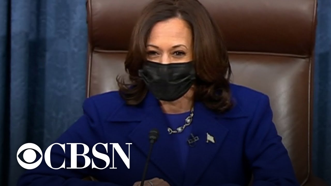 Kamala Harris presides over Senate and administers oath of office to three Democrats