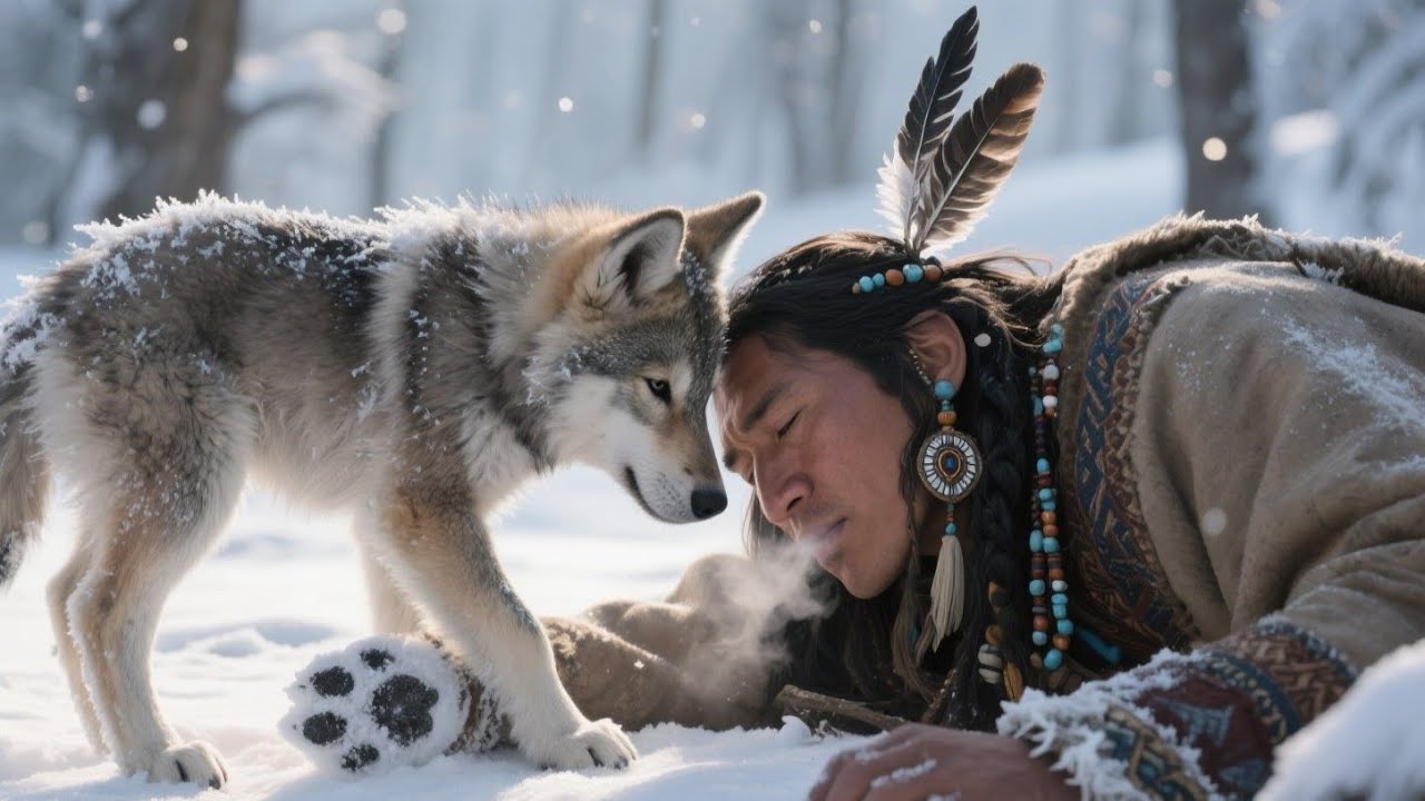 A Wolf Pup Guarded a Frozen Sioux Hunter — She Saw It Was Trying to Keep Him Awake | Emotional Story