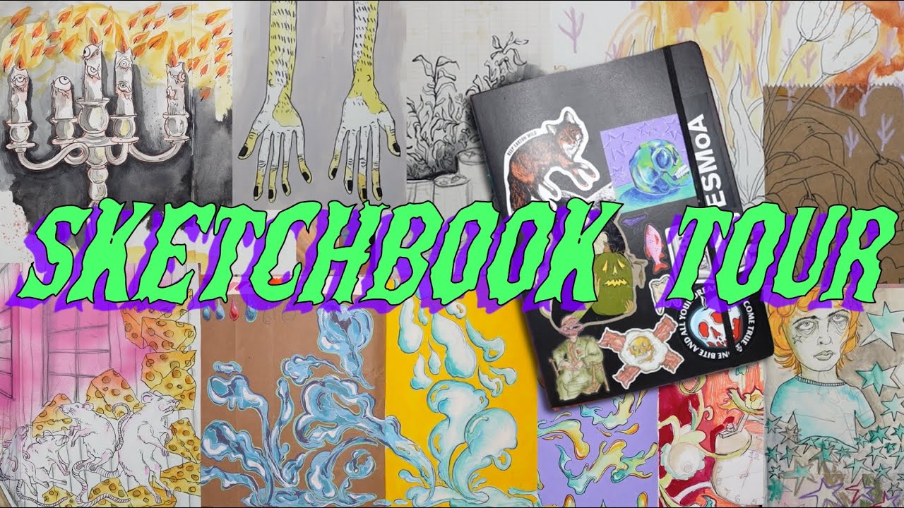 SKETCHBOOK TOUR 🦞✨ *big mixed media sketchbook*