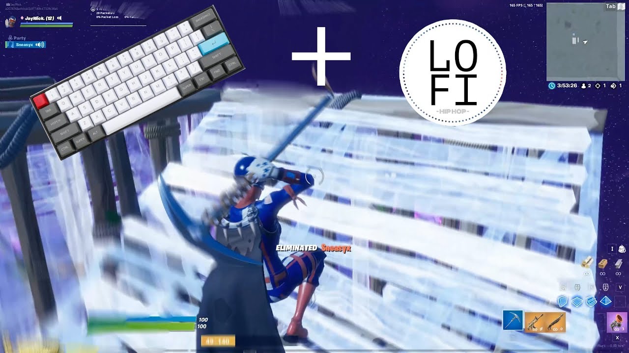 Ducky One 2 Mini (Cherry MX Blue) + Lofi Hip Hop  - Keyboard Sounds - Fortnite Battle Royale