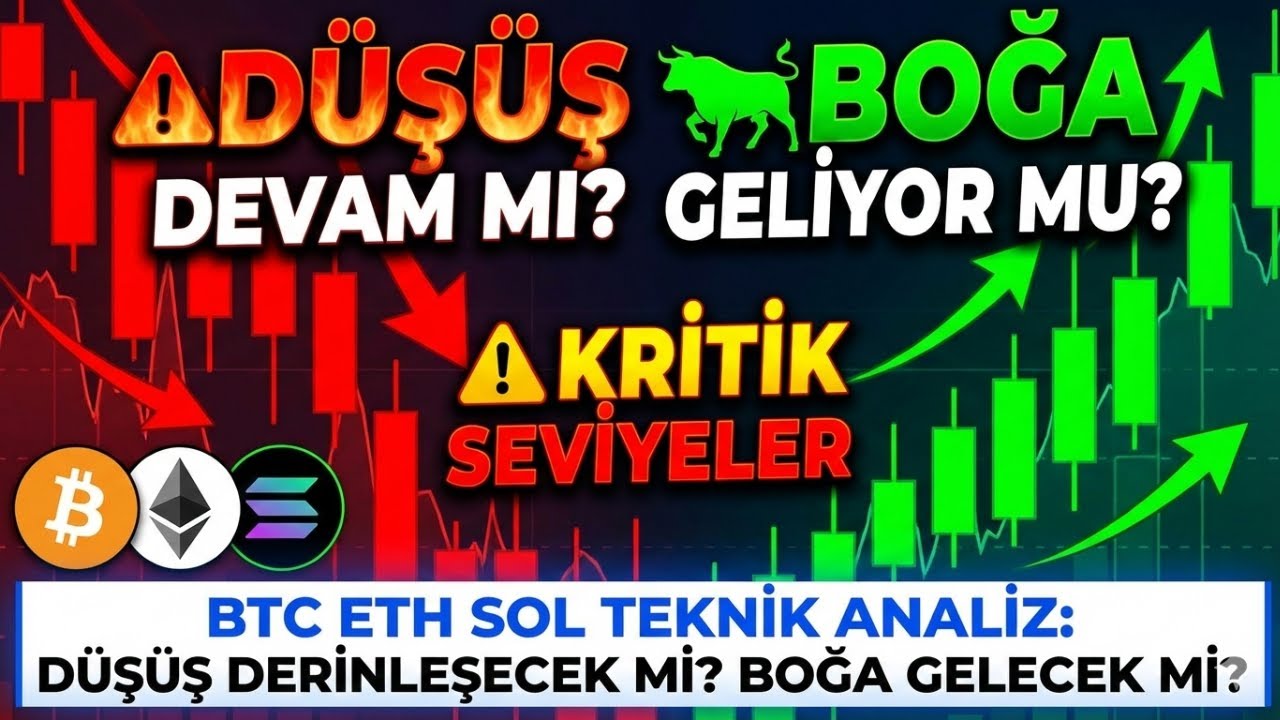 Kriptoda Kader Anı! BTC ETH SOL Düşüş Devam mı? Teknik Analiz