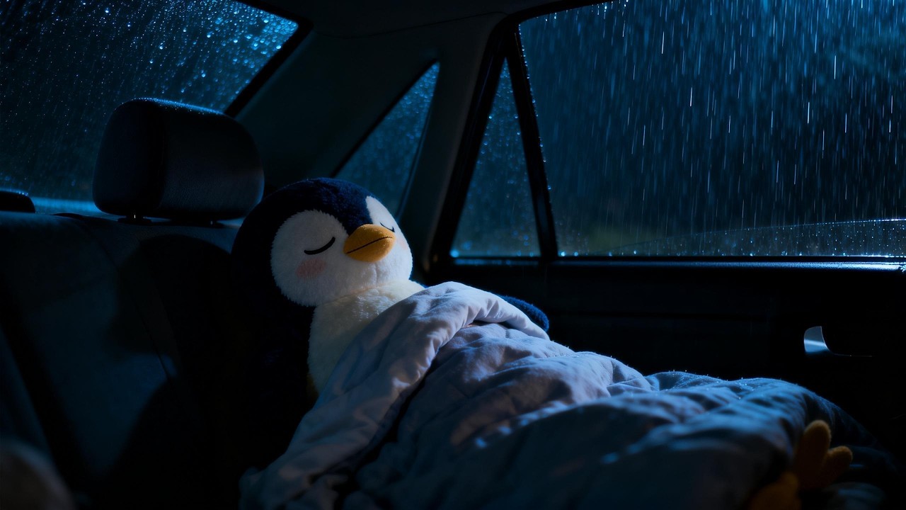 Sleep Rapidly with Heavy Rain & Thunderstorm on The Car at the Lake a Rainy Night