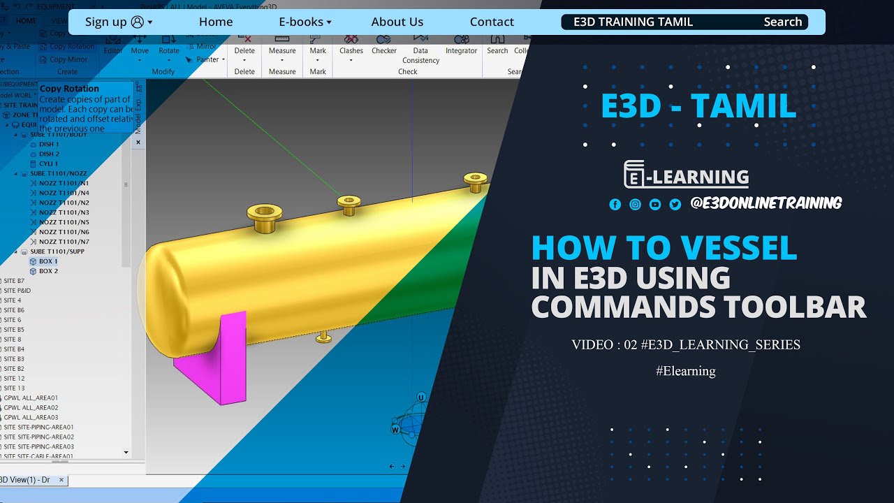 E3D-TAMIL VIDEO #2 ( HOW TO CREATE A EQUIPMENT USING E3D COMMANDS TOOLBAR ) #E3D_Tamil_learning