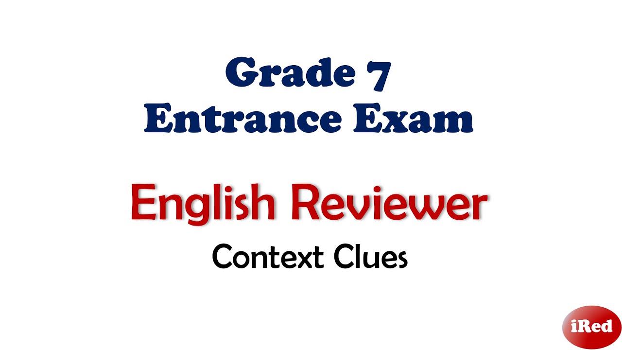 English Reviewer for Incoming Grade 7 Entrance Exam