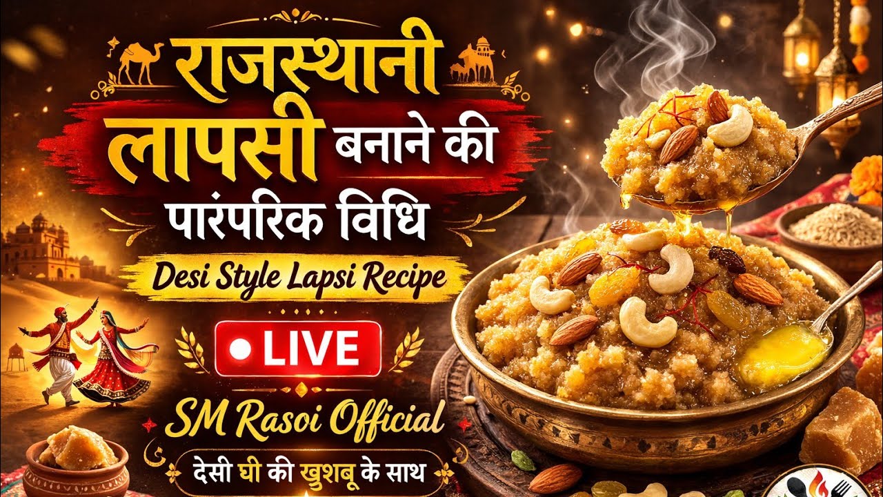 शाही पारंपरिक राजस्थानी लापसी बनाने की आसान विधि 😍 | Desi Ghee Lapsi Recipe | SM Rasoi Official LIVE