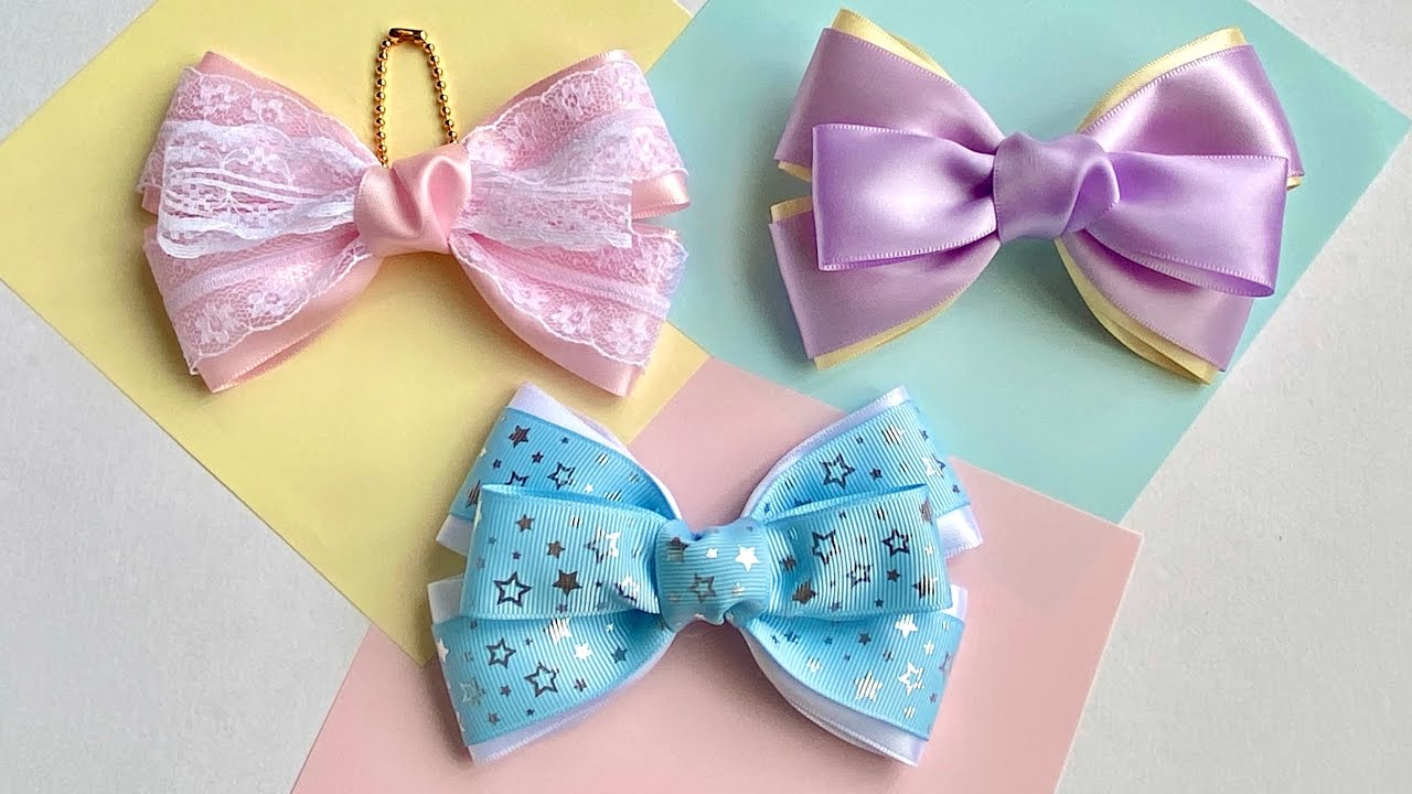 【リボン】バイカラーのトリプルリボン／【Ribbon】Bicolor triple ribbon bow