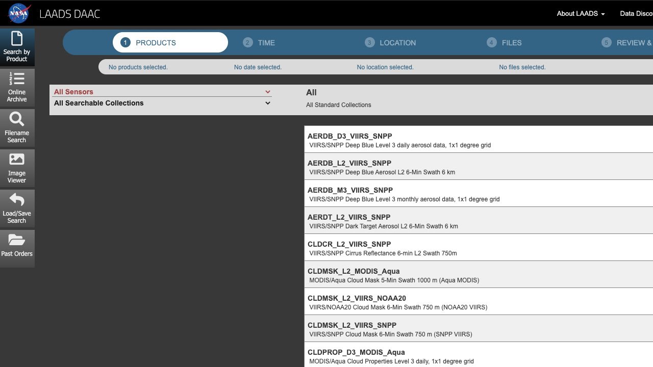 How to Use the LAADS Search and Order Interface