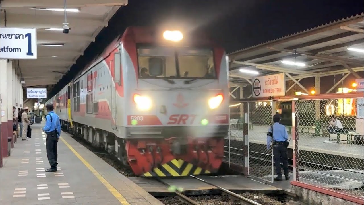 SRT: ดูรถไฟสายใต้ยามเย็นจนถึงยามค่ำคืน หลากหลายขบวนที่สถานีชุมทางบ้านทุ่งโพธิ์และสุราษฎร์ธานี