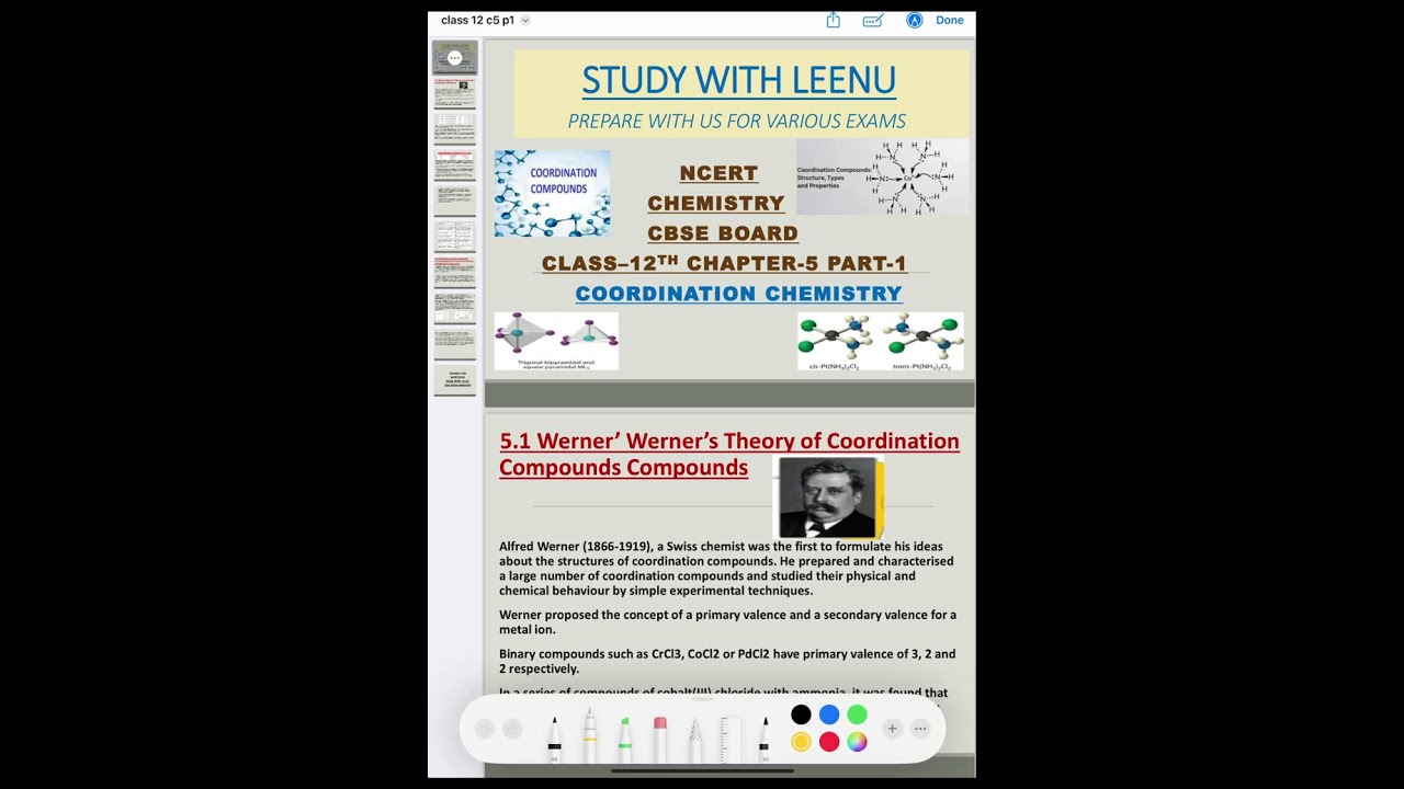 NCERT CLASS 12 COORDINATION CHEMISTRY P1|WERNERS THEORY| PRIMAY-SECONDARY VALENCE| @Studywithleenu 👍