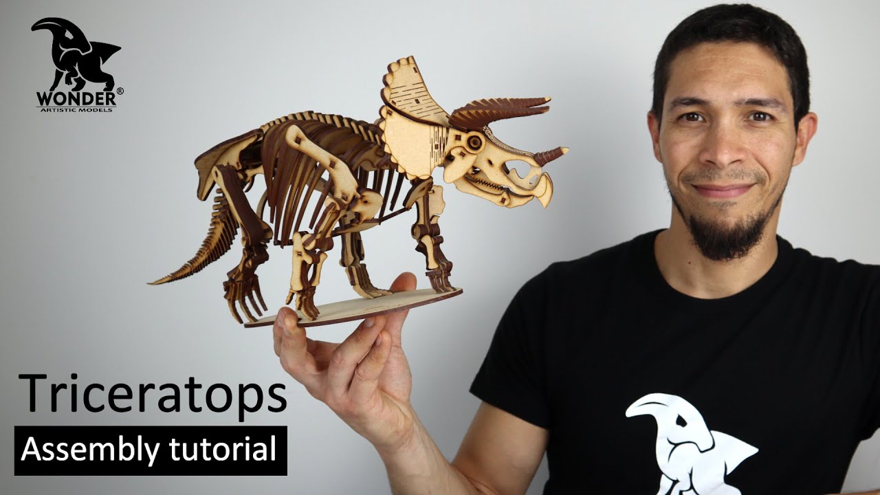 Triceratops 3D Wooden Model Kit - Deluxe Version | Assembly Tutorial