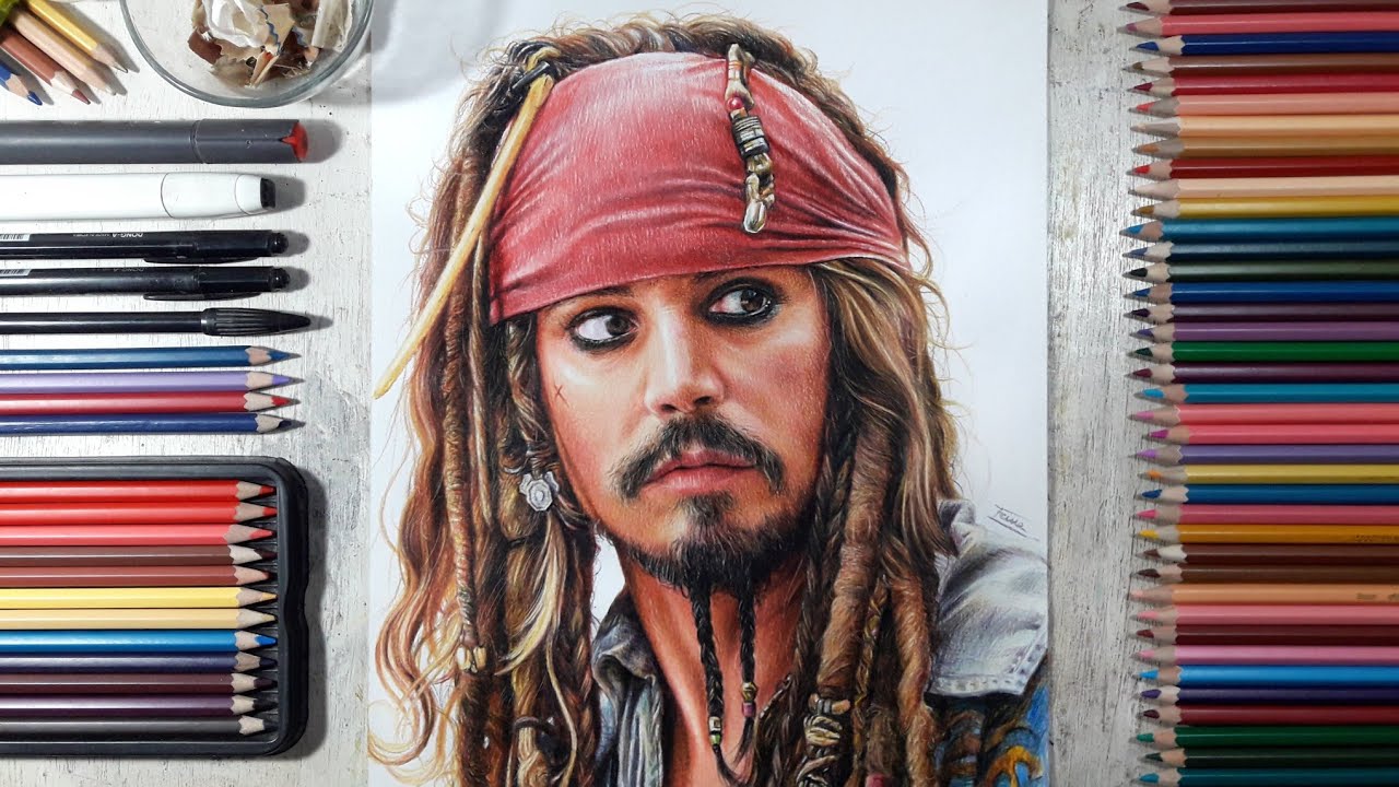 Drawing Captain Jack Sparrow (Johnny Depp) Pirates of the Caribbean | Fame Art