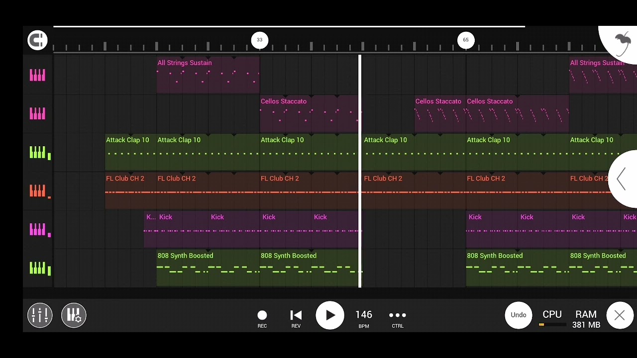Fl studio mobile: stringed type beat 146bpm 