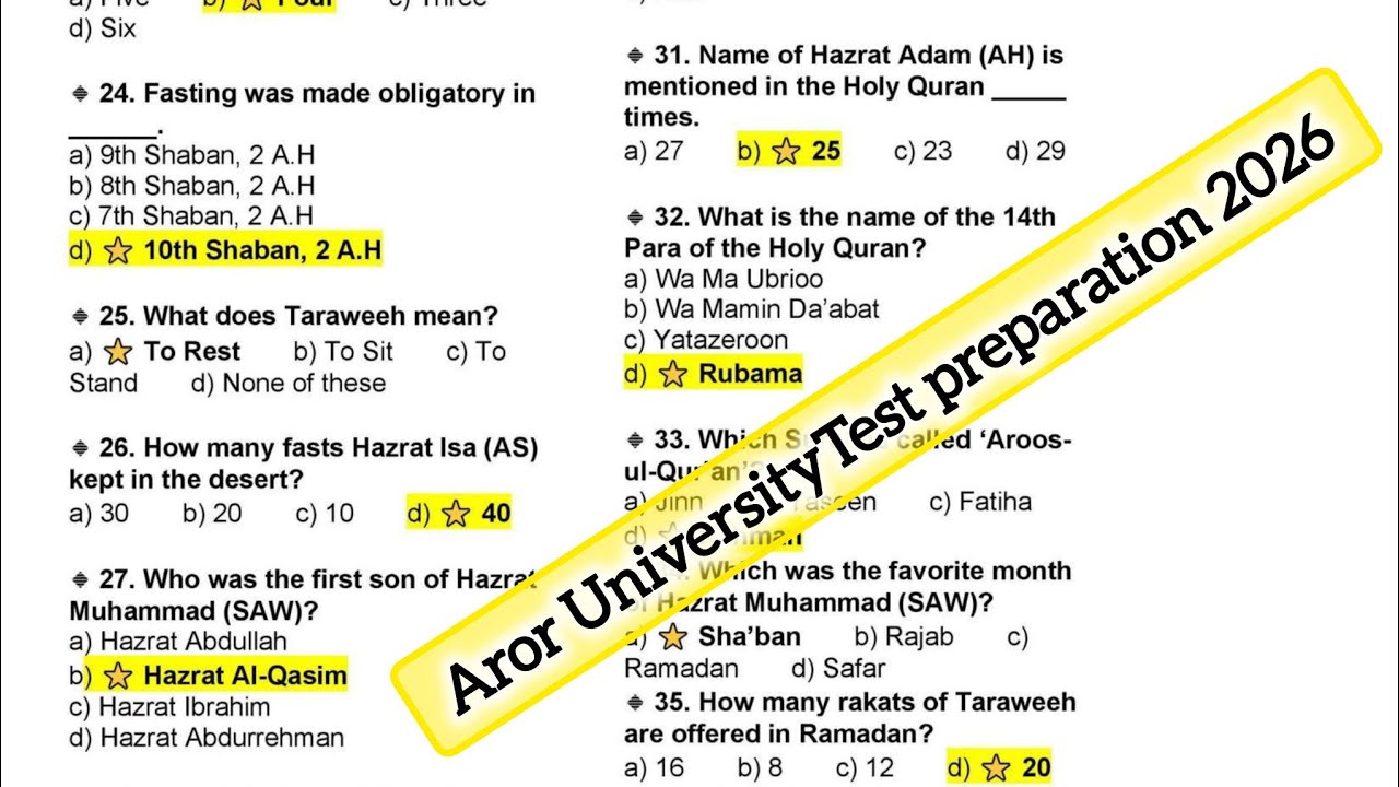 Aror University Preparation 2025
