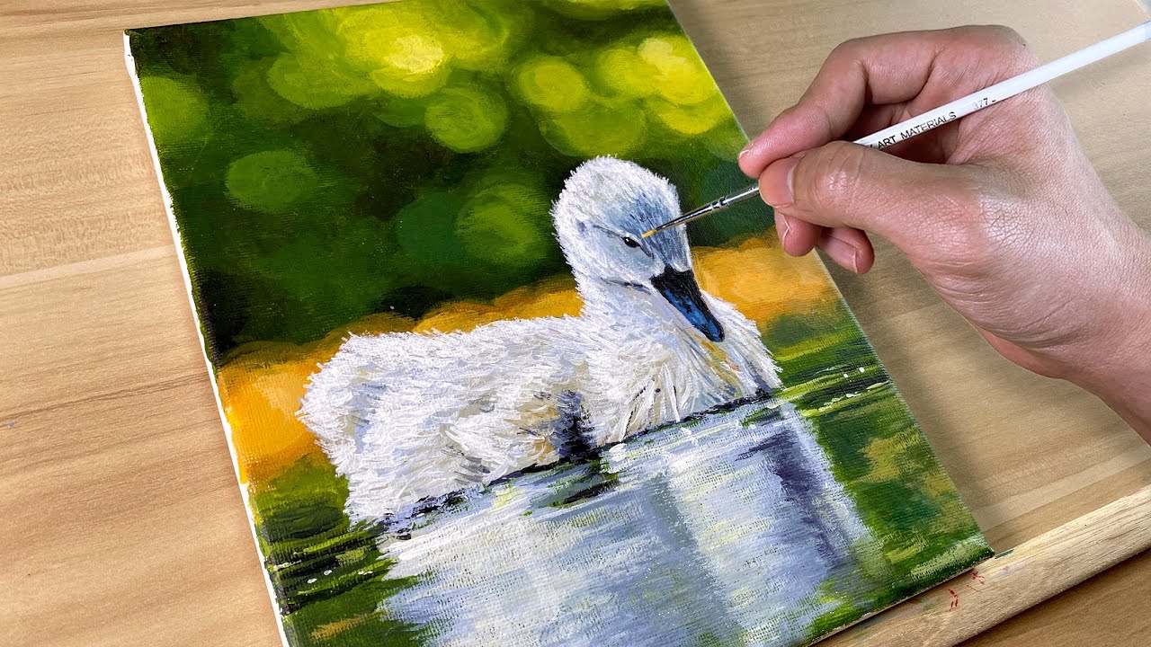 Baby Swan / Acrylic Painting / Correa Art
