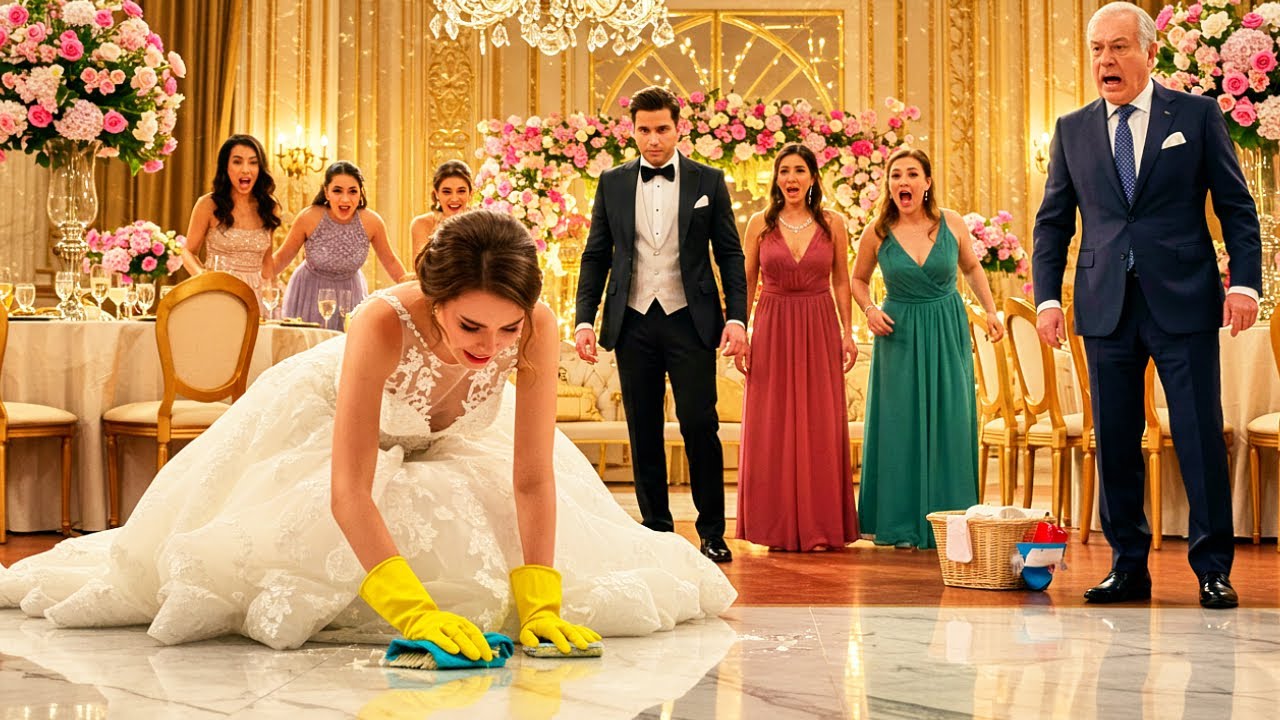 En nuestra boda, mi esposo millonario me hizo limpiar el suelo “como sirvienta” — pero su jefe se le