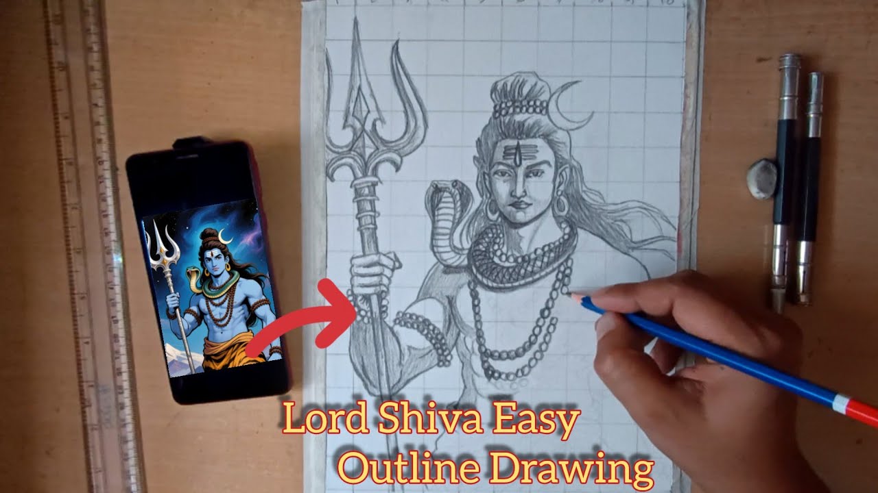 Shiva In Anime Style Drawing,How To Draw Lord Shiva Drawing,Mahadev With Trisul Step By Step Drawing