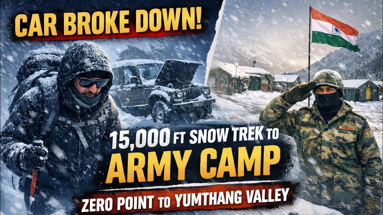 What happens at 15,000 ft in Heavy Snowfall? Hours of Walking & Army Camp Night | Car Broke down |