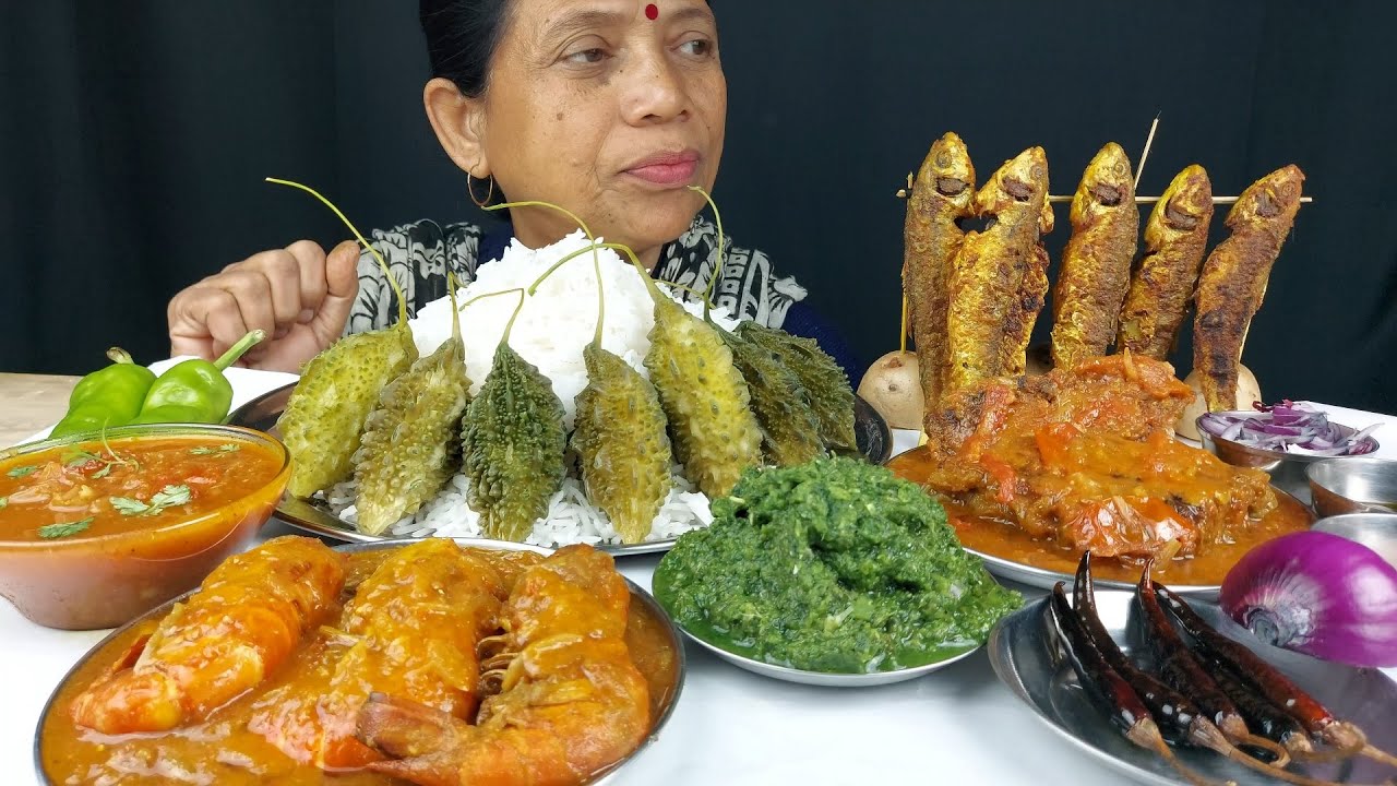 FISH FRY , SHRIMP CURRY EATING SHOW MUKBANG FOOD VLOG