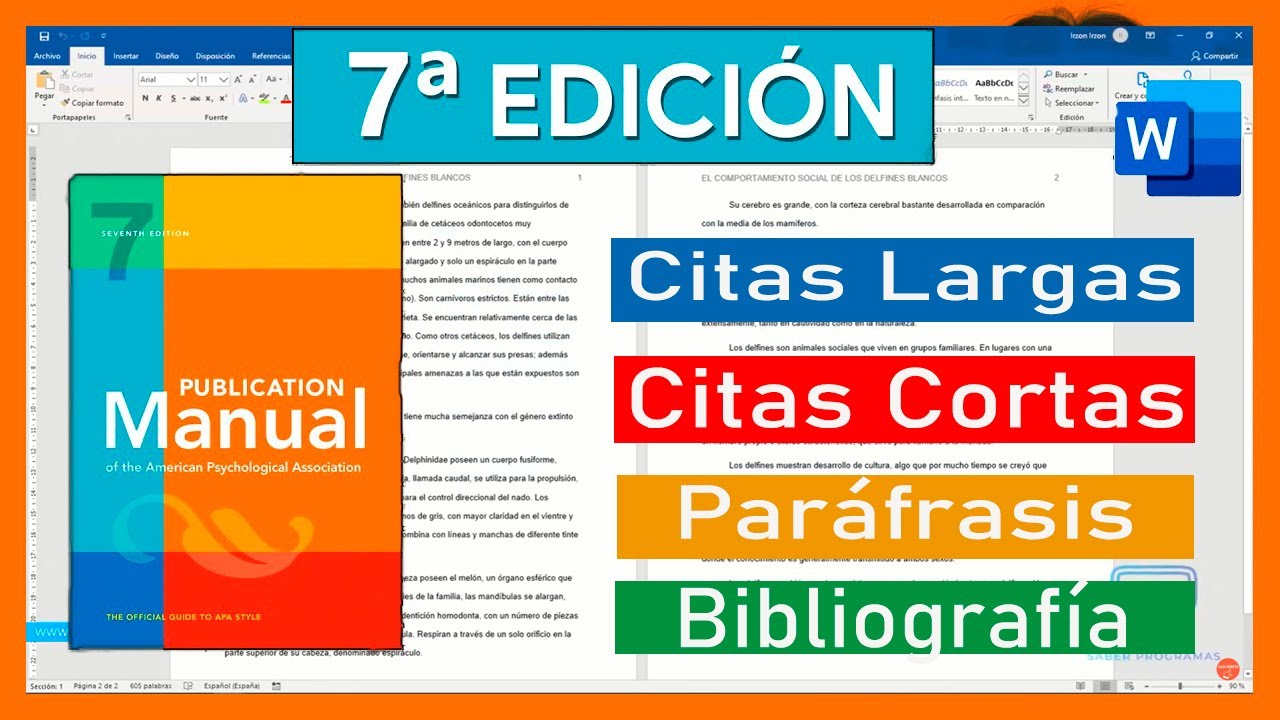 Citas Textuales Largas, Citas textuales Cortas, Par&aacute;frasis y Bibliograf&iacute;a en normas APA 7ma Edici&oacute;n