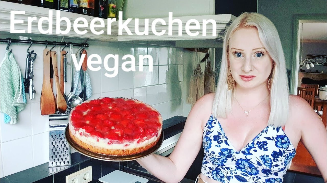 Vegan | Erdbeerkuchen | veganer Erdbeerkuchen mit Vanillecreme und Tortenguss | schnell und lecker