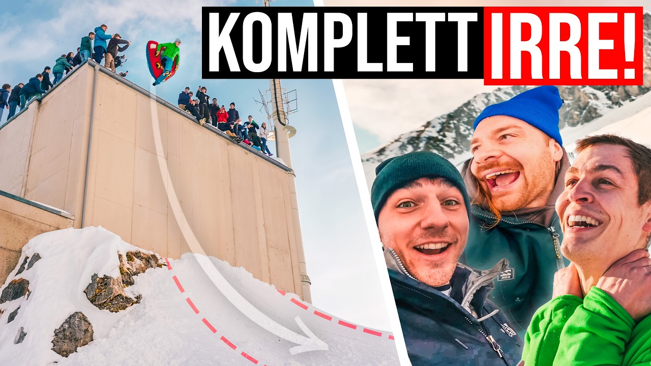 Parkour Jam ESKALIERT v&ouml;llig! 🇦🇹 | Fette Airbag, Roofgap & Schneehaufen Spr&uuml;nge im Skigebiet!