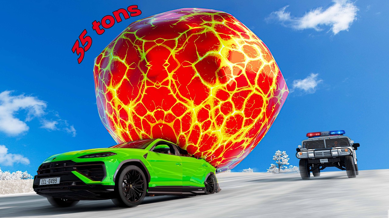 Lava Ball Chase Down the Mountain - Beamng drive