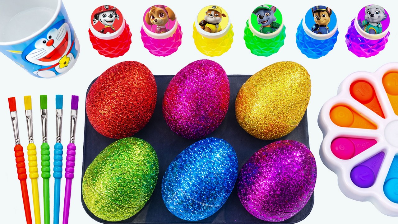 Satisfying Video DIY 🌈 How to Make Giant Rainbow Eggs Mixing Paw Patrol Glitter Slime Cutting ASMR