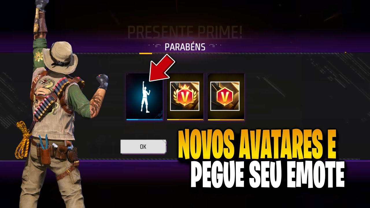É AMANHÃ! PEGUE SEU EMOTE GRÁTIS, NOVO AVATAR DE VERIFICADO E ASA DELTA NO FREE FIRE