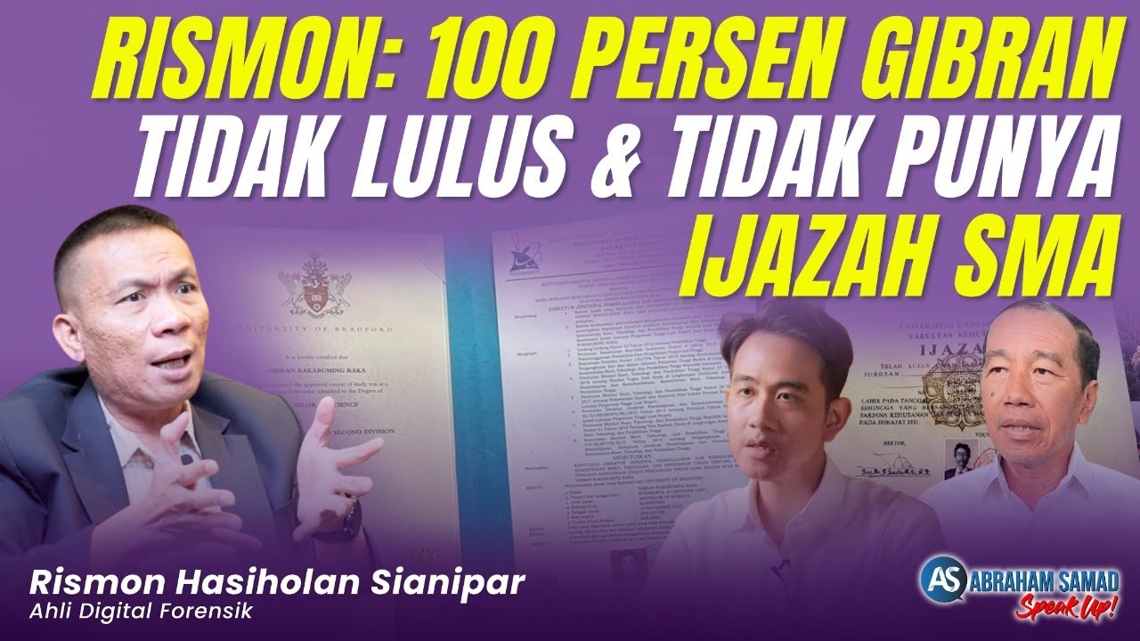 Rismon Buka Rahasia Soal Ijazah Gibran. Hanya Punya 1 Tahun Rapor SMA, Tidak Tamat SMA | #SPEAKUP